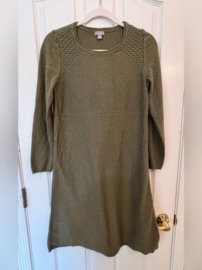 J. Jill Olive Green Knit Sweater Dress ~ Small Petite ~ Career/Work Dress